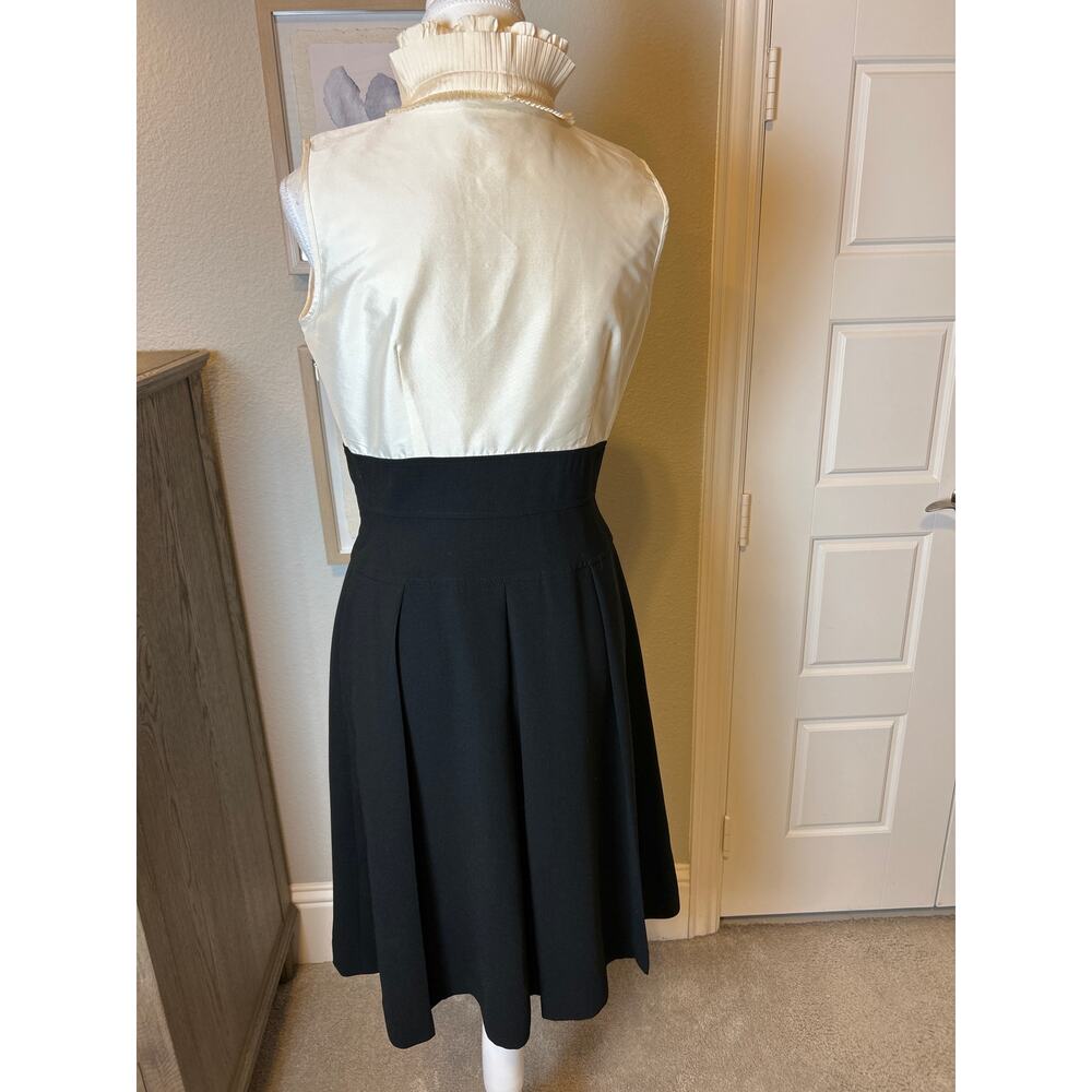 Cavin Klein | Cream/Black Ruffle Collared Fit & Flare Dress | 6 - Picture 9 of 10